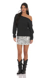 Cut Off Shoulder Jumper in Black