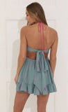 Halter Dress in Green Print