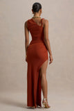 Island Girl Rust Asymmetric Maxi Dress With Split