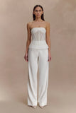 Fatima Satin Straight Leg Pant White