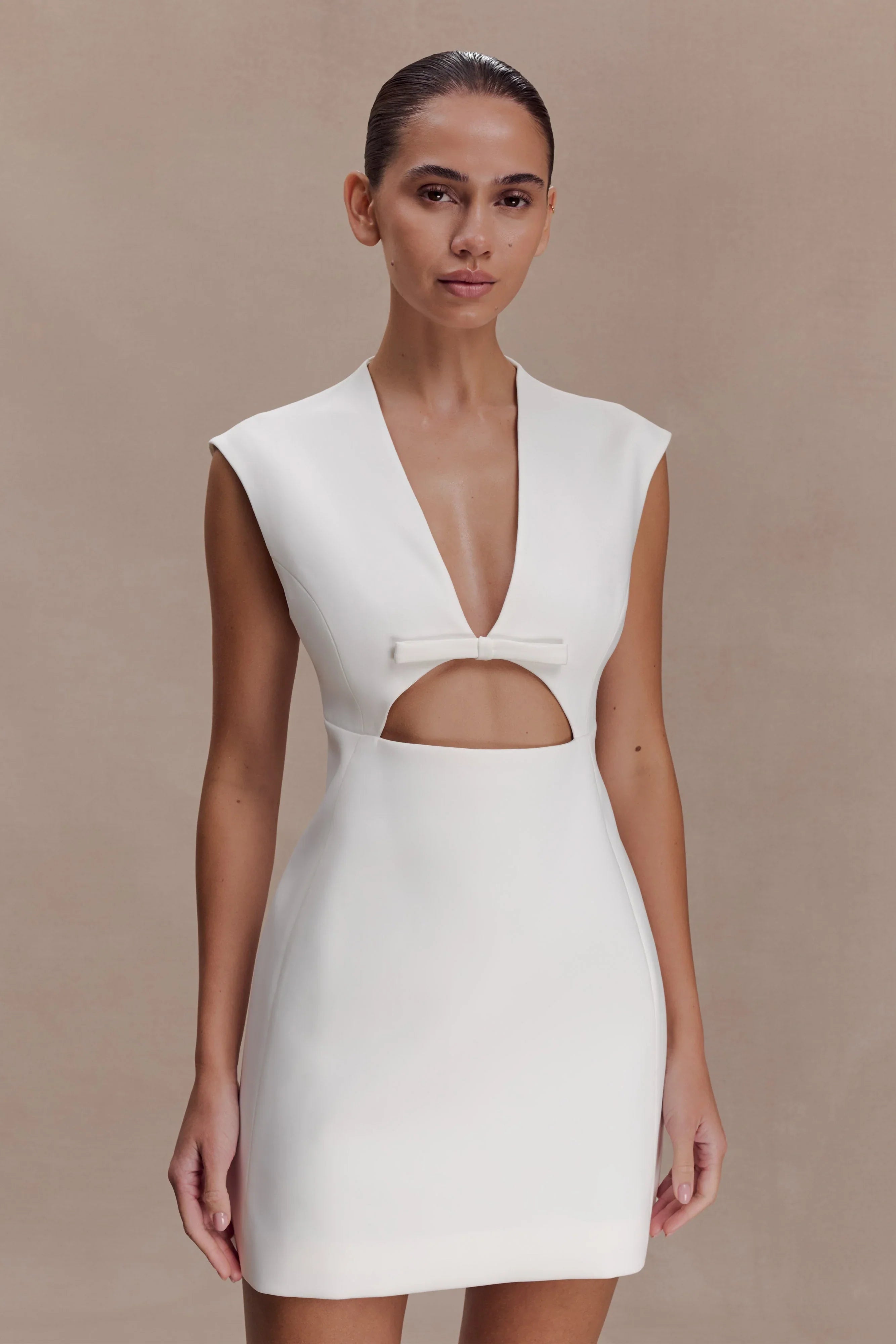 Victoria Cut Out Suiting Mini Dress Ivory