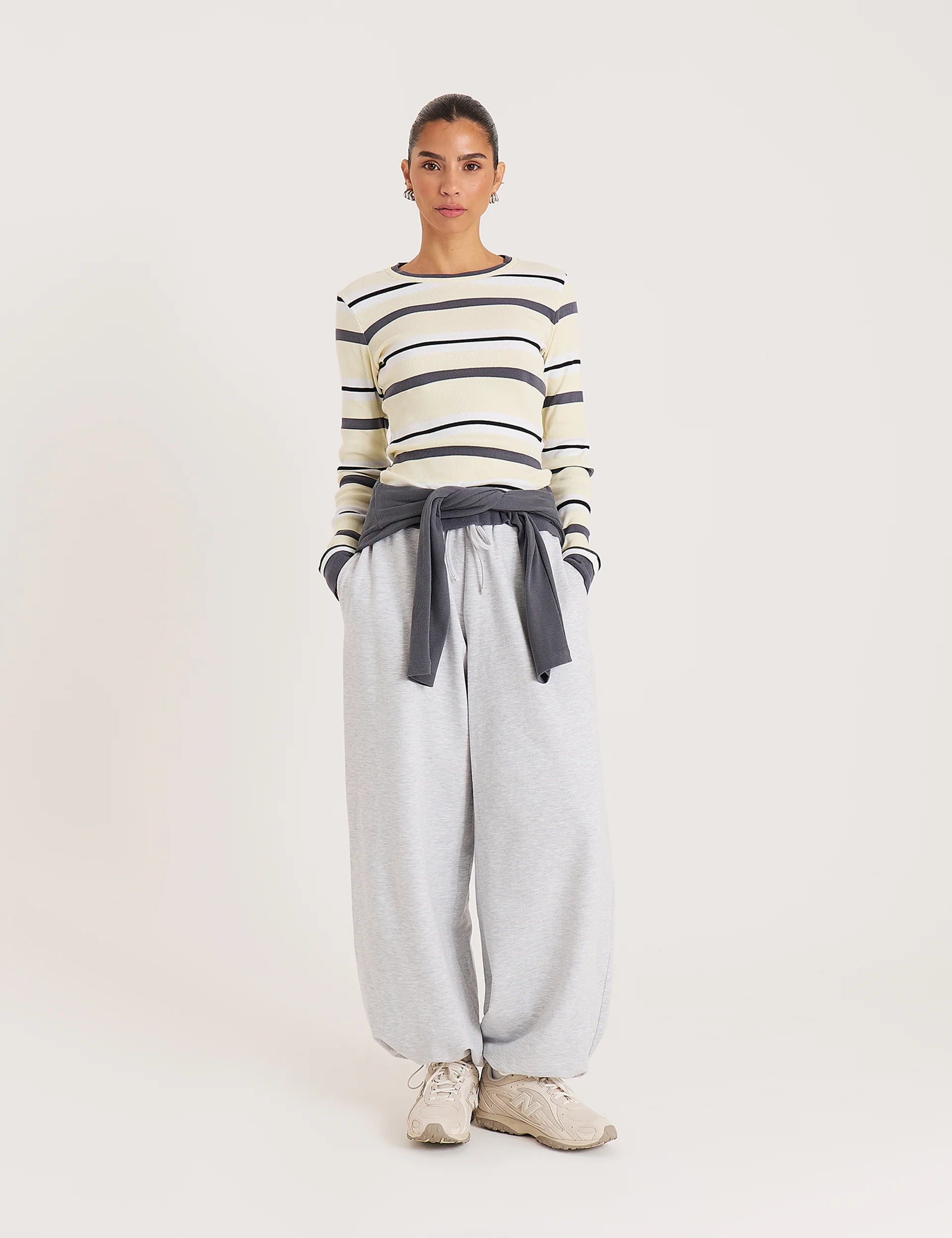 Yellow Stripe Long Sleeve Jersey Top