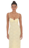 Lace Floral Trim Maxi Dress in Yellow