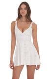 Floral Jacquard A Line Dress in White