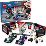 LEGO City F1 Garage Mercedes AMG Alpine Cars Toy Model Race Car Building Toy and Portable Playset for Kids Boys and Girls Ages 7 F1 Collectible for Fans Gift Idea for Birthdays 60444
