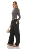 Pleated Straight Pants in Black