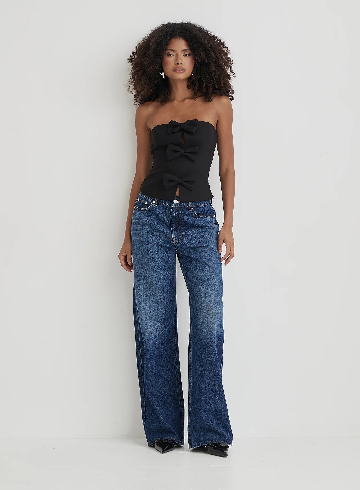 Black Tailored Bow Detail Corset