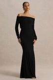 Cilla Black Bardot Neck Maxi Dress With Ruched Detailing