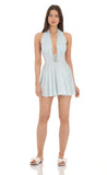 Floral Plunge Neck Dress in Baby Blue