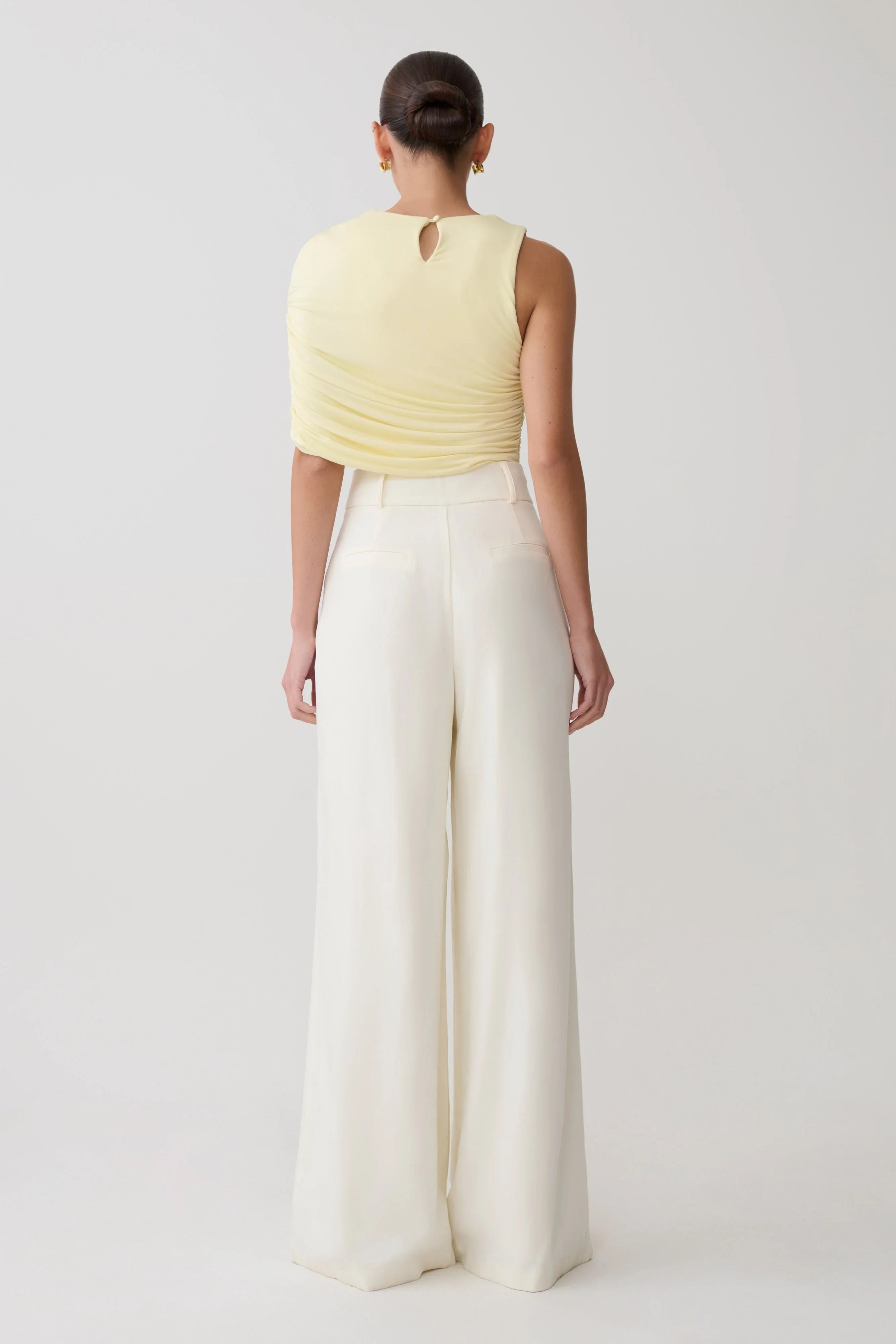 Adrienne One Shoulder Slinky Top Lemon
