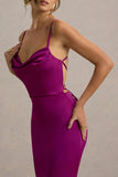 Gia Dark Pink Satin Cowl Neck Maxi Dress