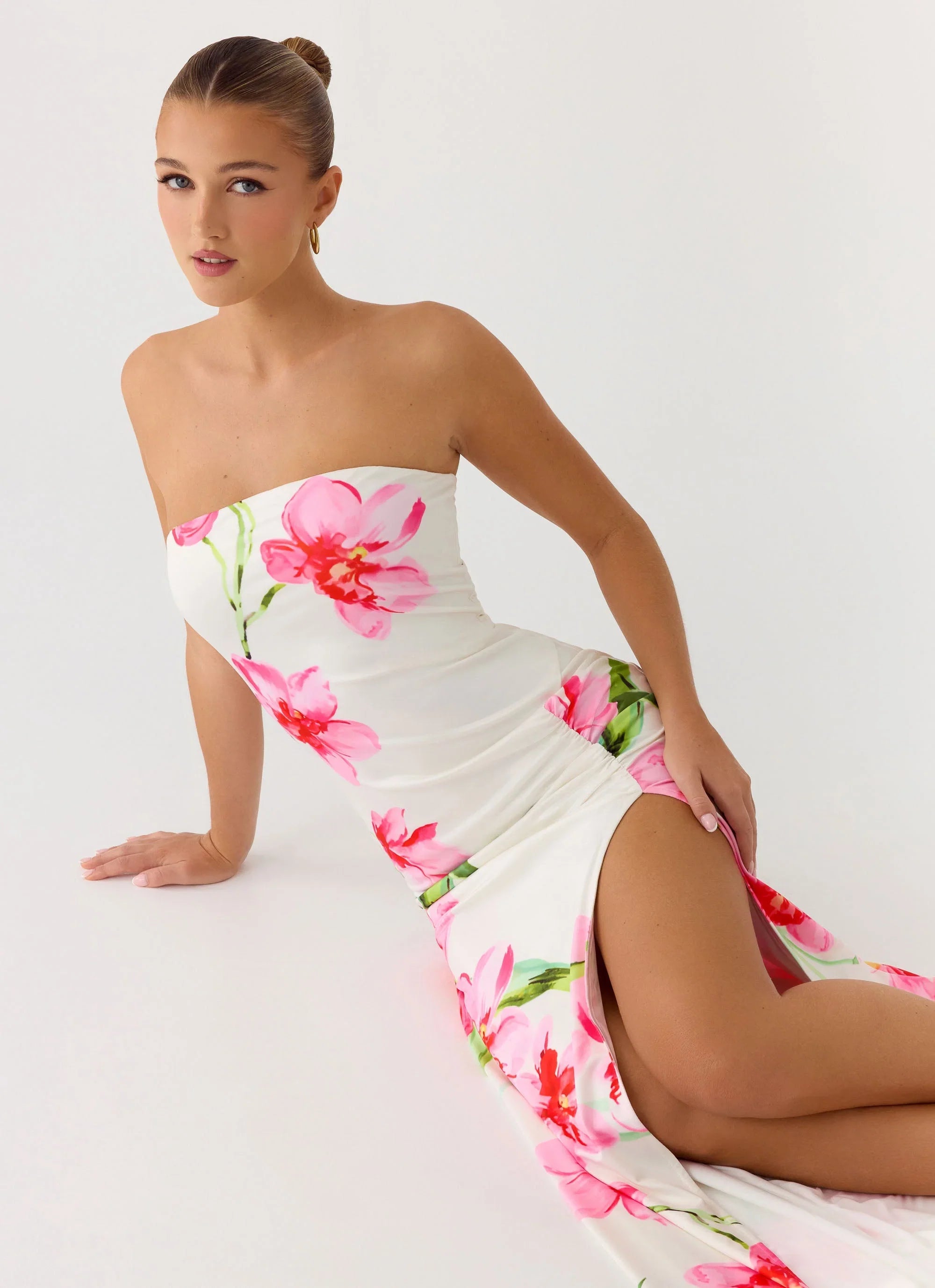 Erivo Strapless Maxi Dress Ivory Reef