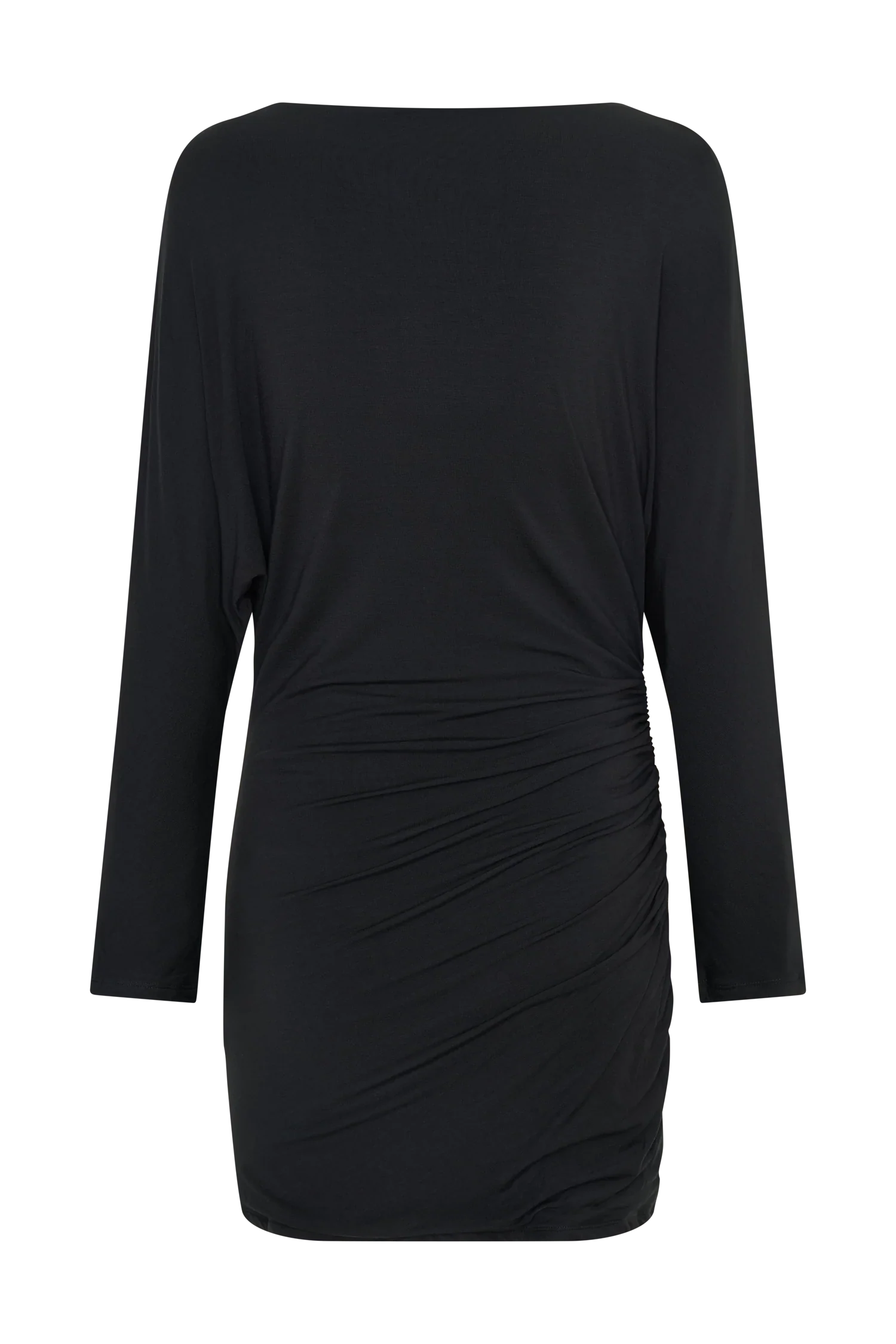 Thao Long Sleeve Gathered Mini Dress Dark Charcoal