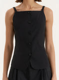 Black Square Neckline Tailored Waistcoat
