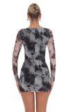 Midnight Print Bodycon Dress in Grey