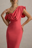 Angelina Pink Draped Shoulder Maxi Dress
