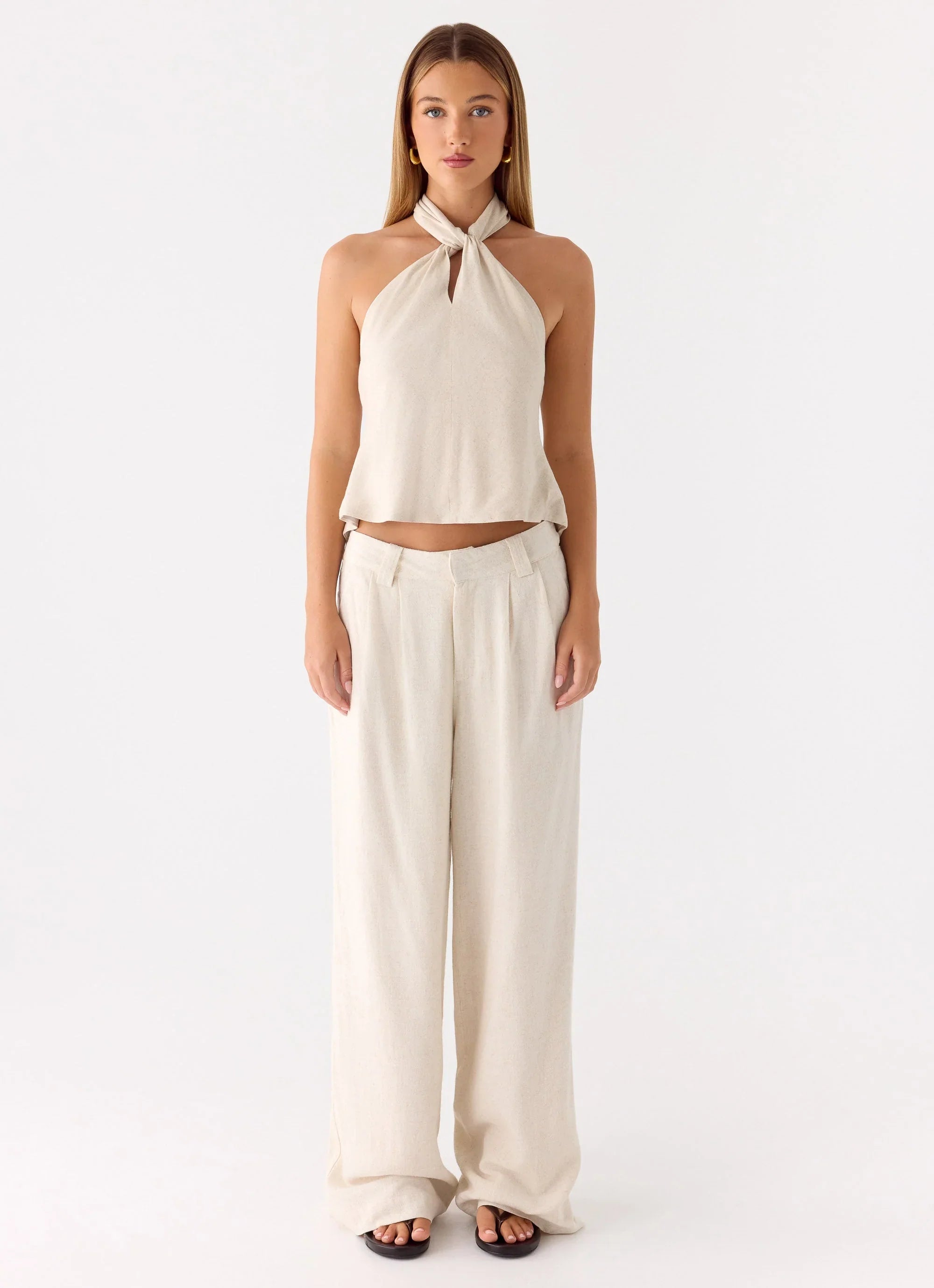 Maddox Linen Top Oat