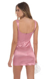 Satin Shoulder Ties Bodycon Dress in Dusty Pink