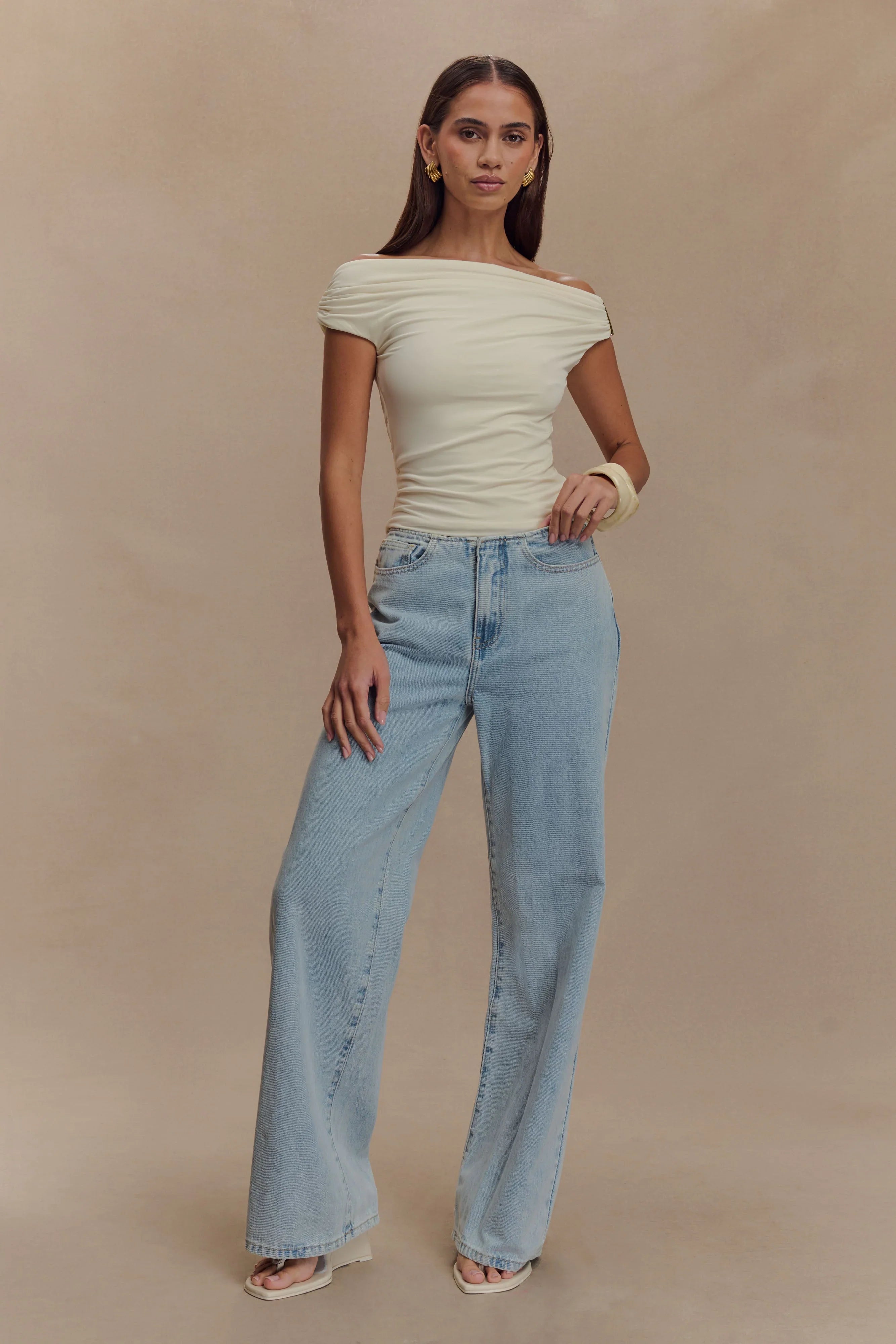 Kinsley Slinky Top With Hardware Ivory