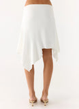 Maxina Asymmetrical Midi Skirt White