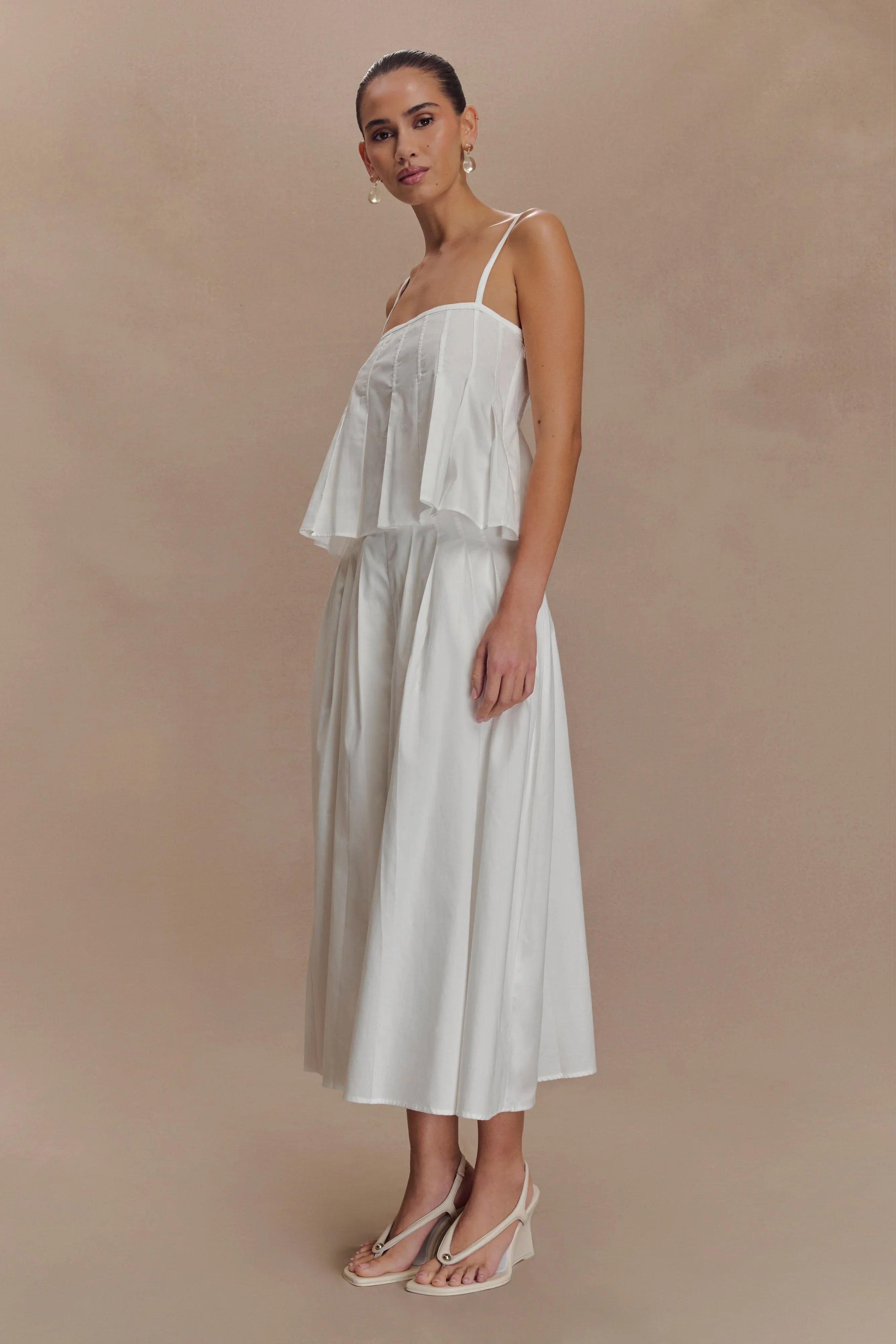 Mae A Line Midi Skirt White