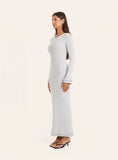 Grey Knitted Ribbed Maxi Dress