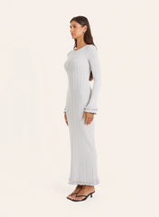 Grey Knitted Ribbed Maxi Dress