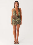 Eleanora Plunge Mini Dress Cyber Floral