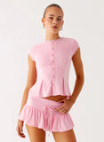 Landon Button Up Top Pink