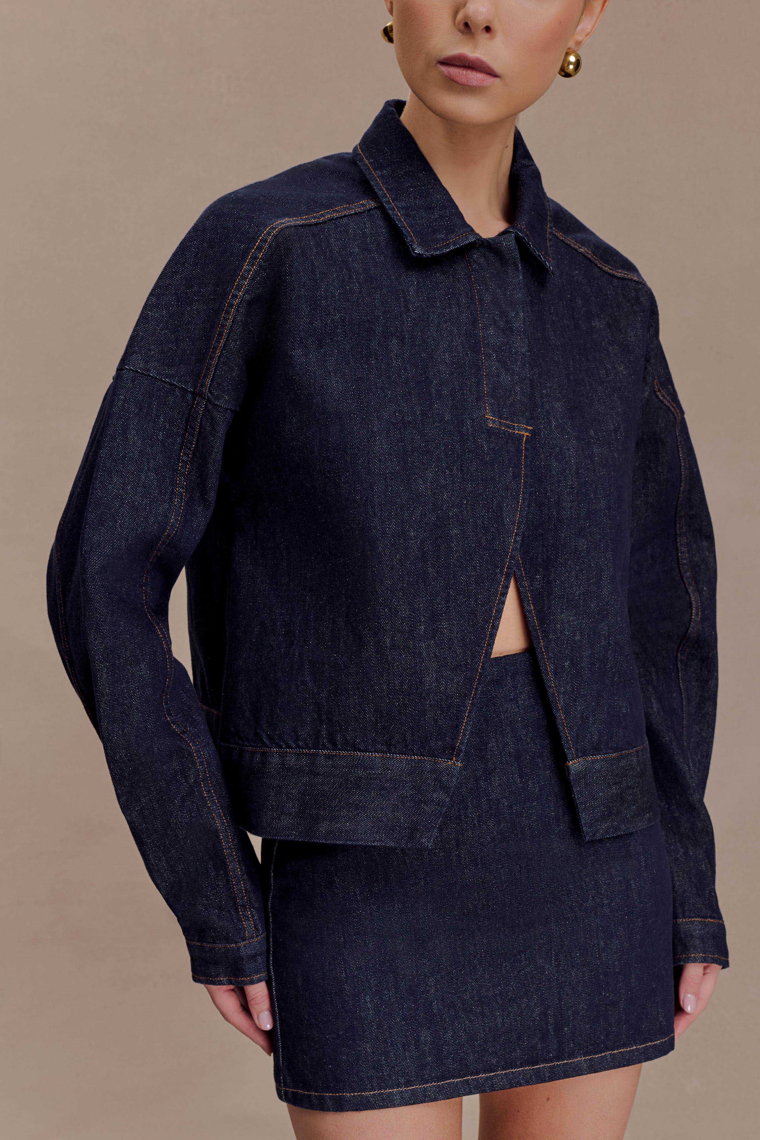 Olandria Oversized Jacket Top Washed Indigo Blue