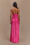 Serena Strapless Taffeta Maxi Dress Crimson Pink