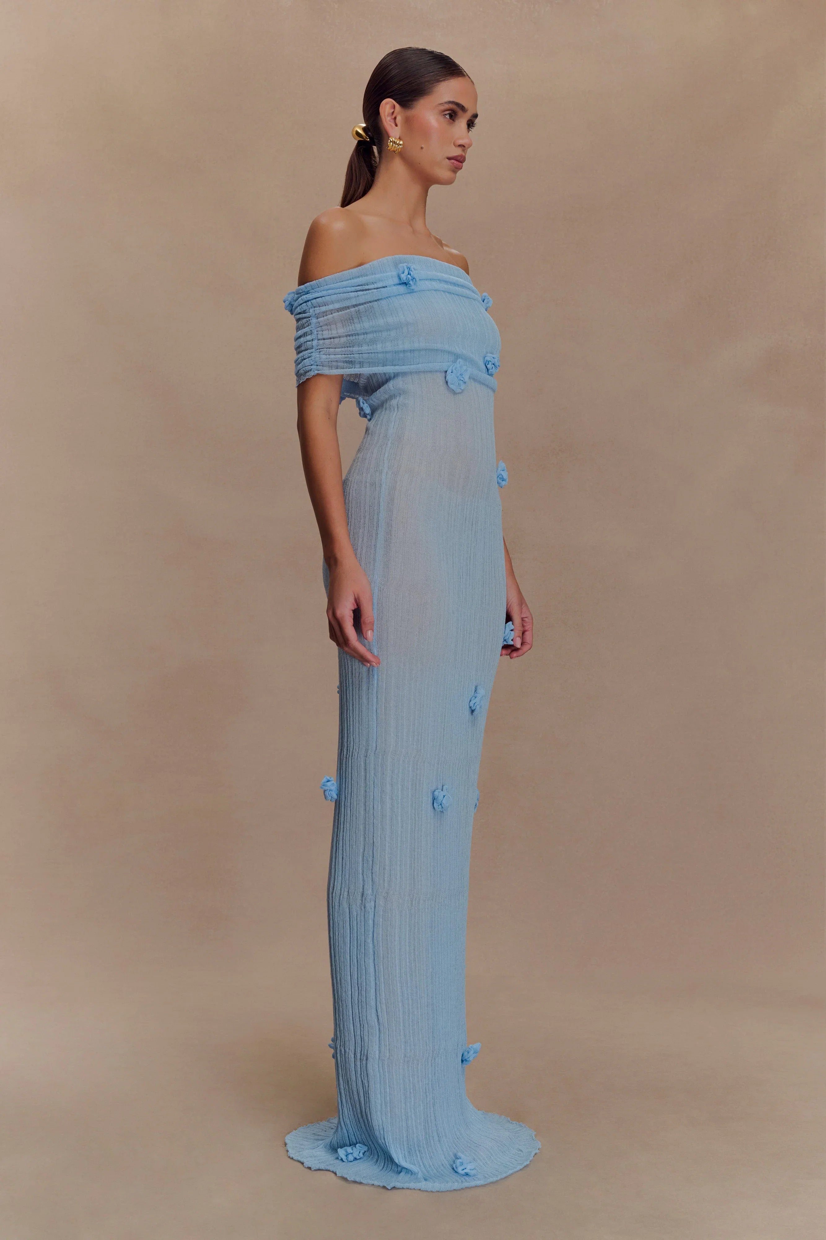 Brynn Orchid Knit Maxi Dress Baby Blue