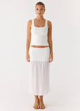 Connect My Heart Midi Skirt White