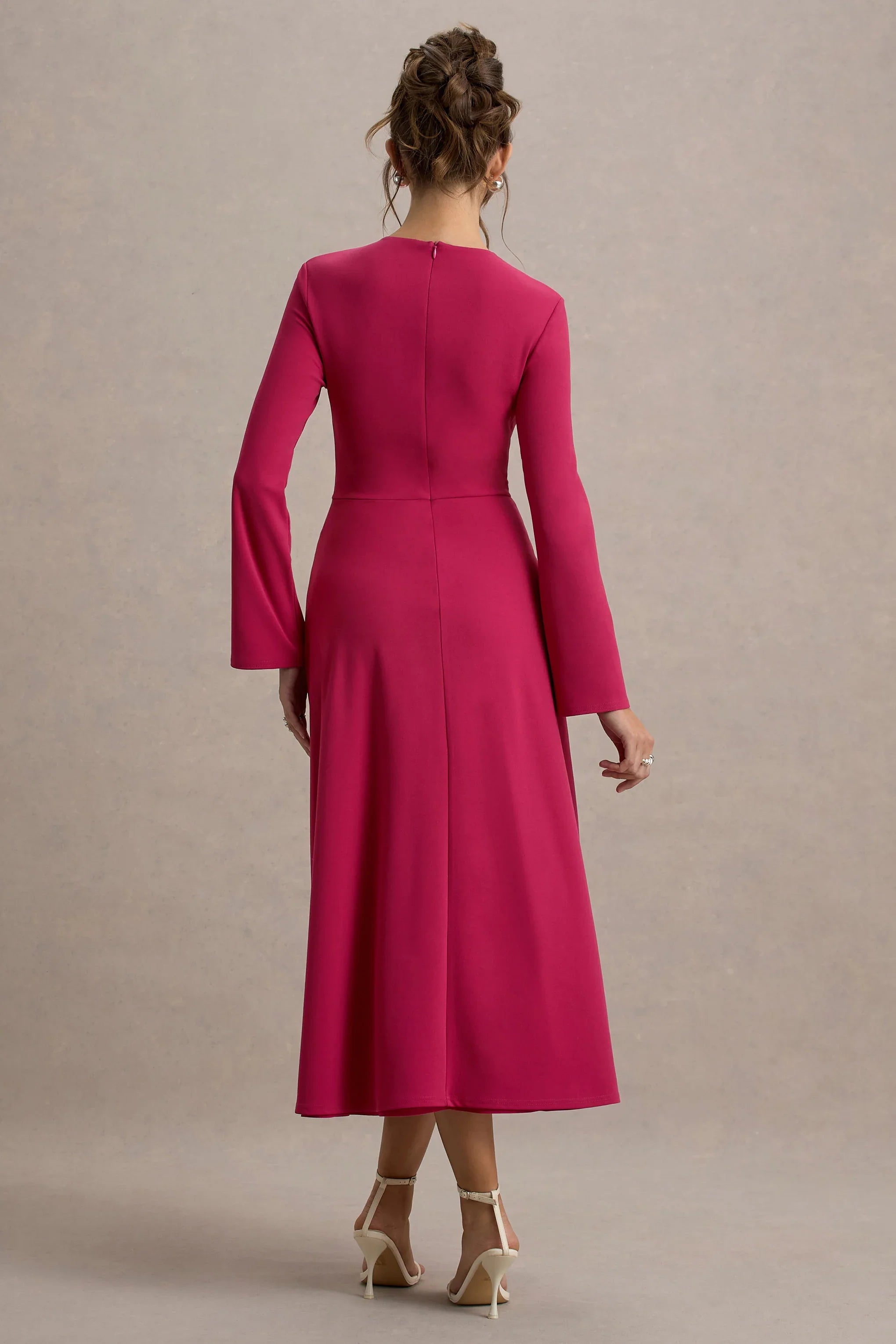 Cassiopeia Lemon Long Sleeve Midi Dress With Cross Waist
