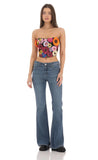 3 D Flower Strapless Top in Black