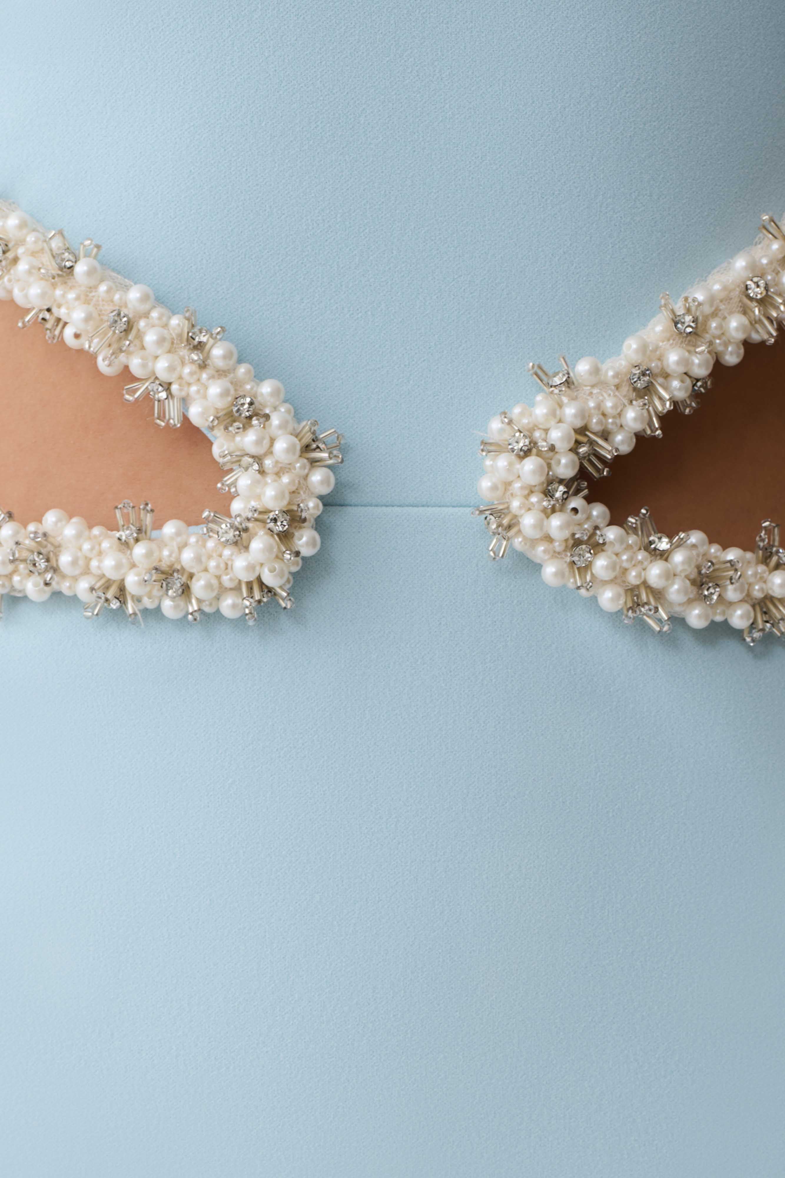 Nicole Embellished Cut Out Maxi Dress Pale Blue