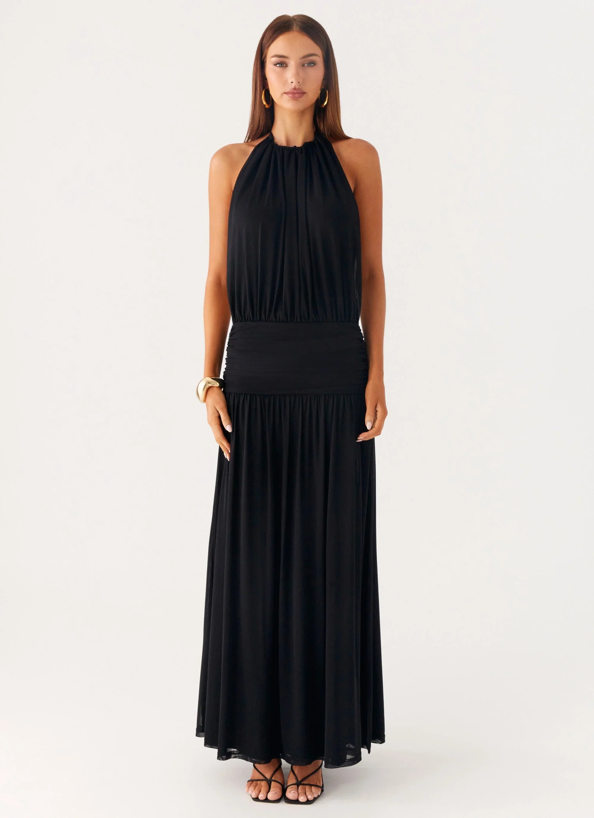 Solena Halter Neck Maxi Dress Black
