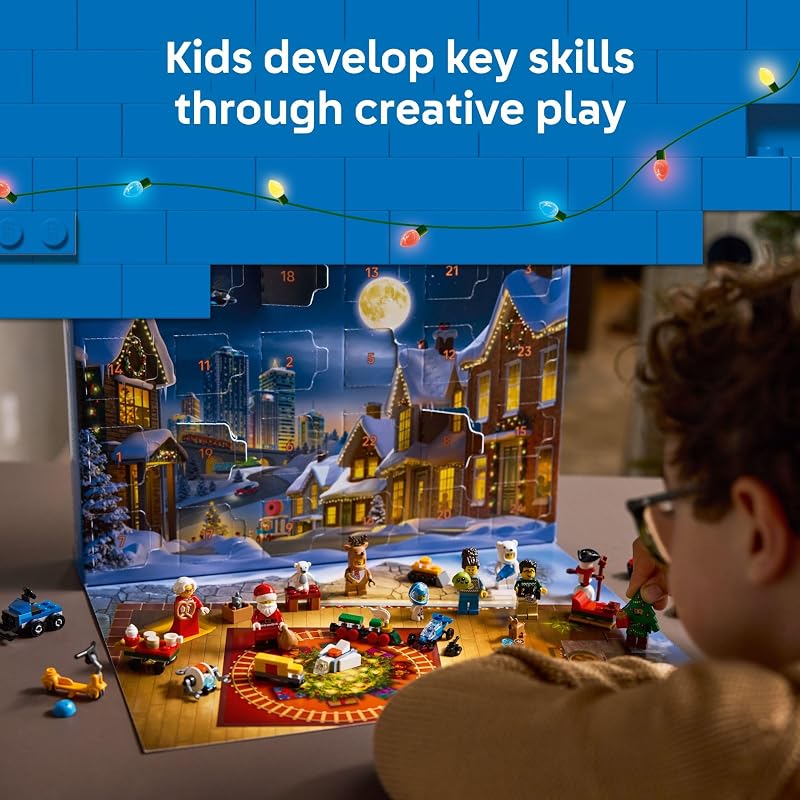 LEGO City Advent Calendar 2025 Kids Toy Holiday Countdown Playset W Santa Mrs Claus Minifigures for Boys Girls Ages 5 24 Buildable Surprises Gift Idea for Christmas 60475