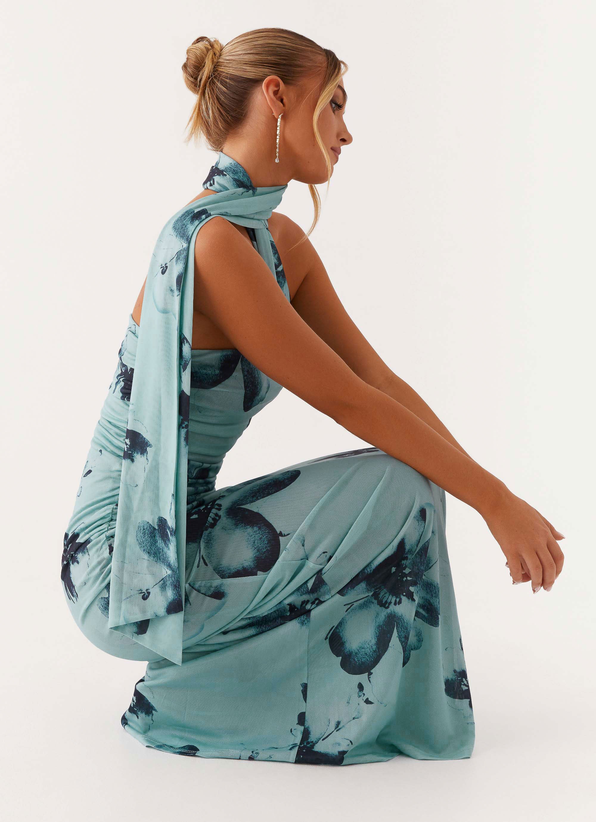 Songbird Maxi Dress Blue Black Floral