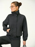 Black Funnel Neck Windbreaker Jacket