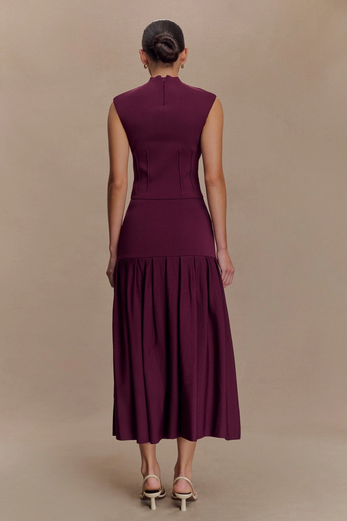 Romaine Bandage Knit Midi Skirt Wine