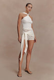 Liora Crochet Shorts With Knit Overlay Ivory