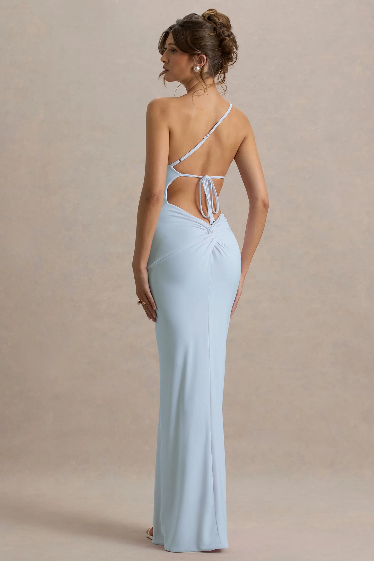 Dressing Up Powder Blue One Shoulder Maxi Dress With Open Back Detail
