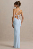 Dressing Up Powder Blue One Shoulder Maxi Dress With Open Back Detail