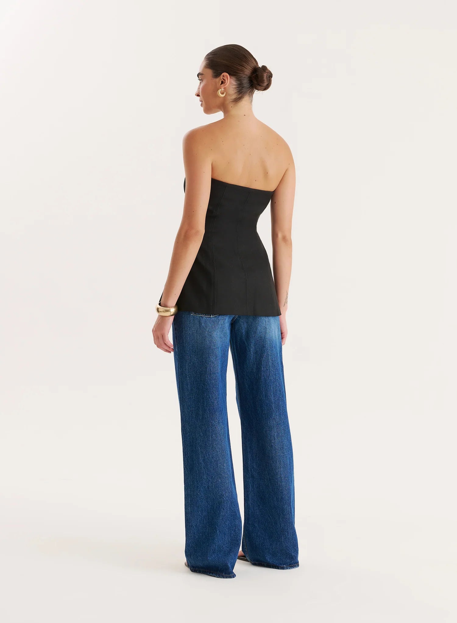 Black Tailored Bandeau Top