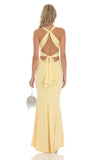 Front Twist V Neck Maxi Dress in Yellow
