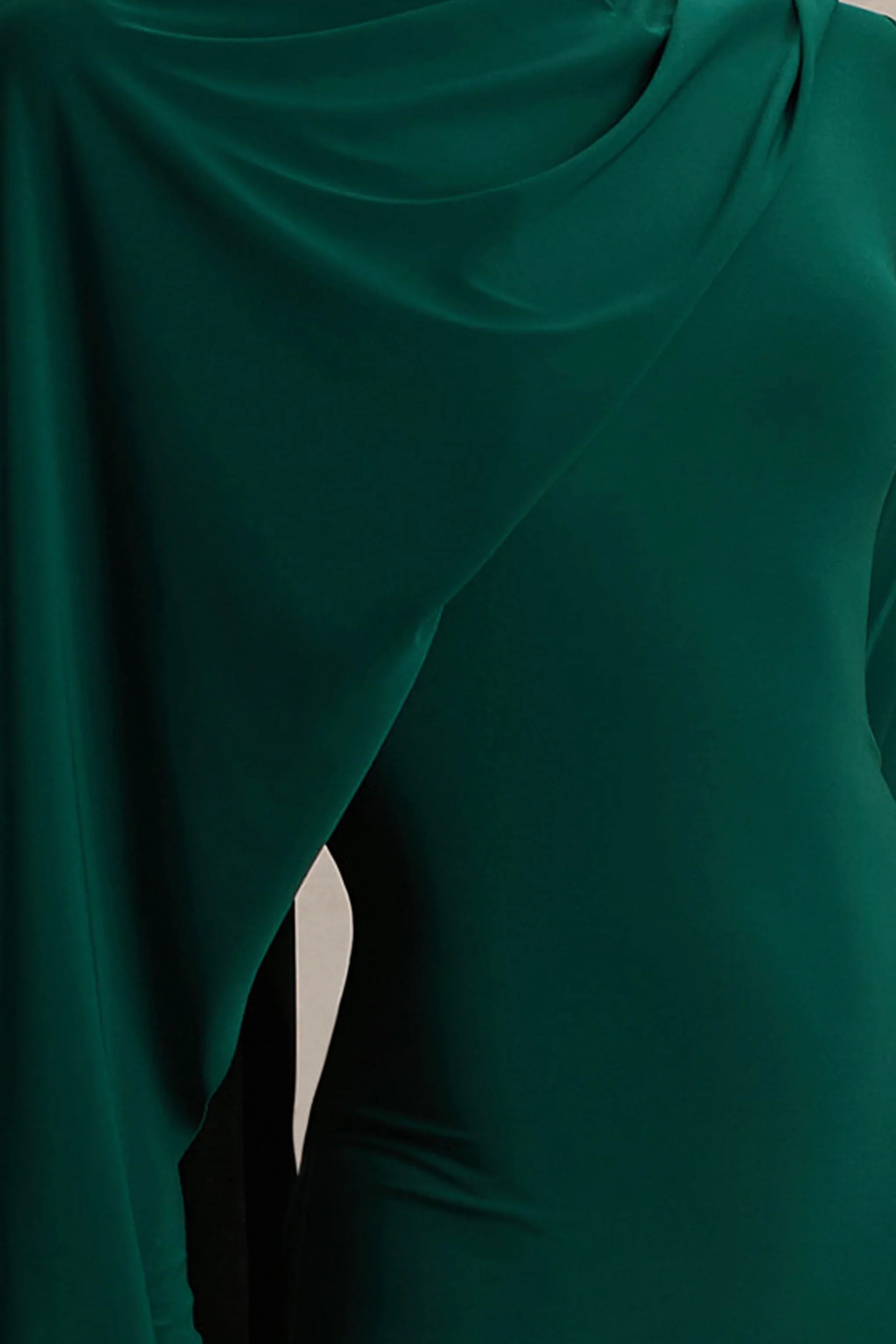 Always Bottle Green High Neck Maxi Dress With Cape Sleeve Detail