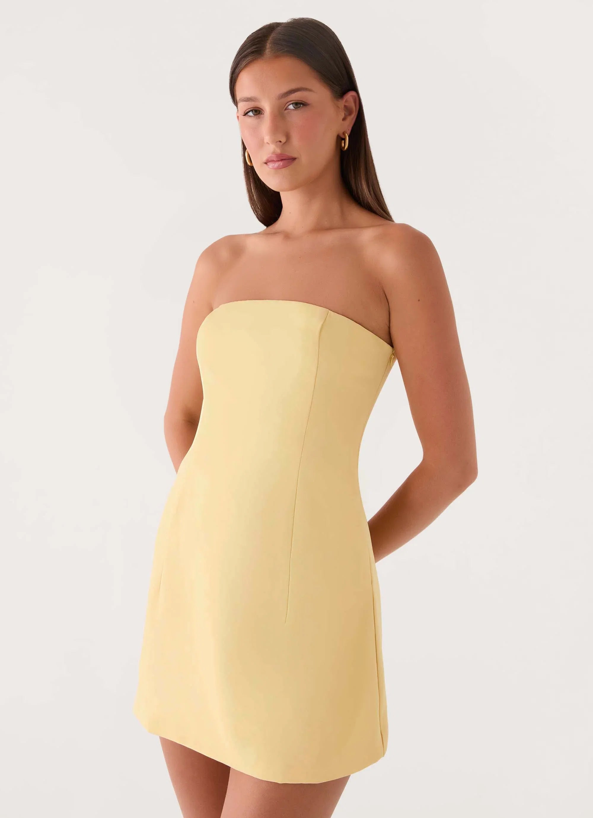 Della Strapless Mini Dress Yellow
