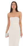 Strapless Midi Dress in White