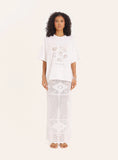 Cream Beach Graphic Printed Cotton T Shirt